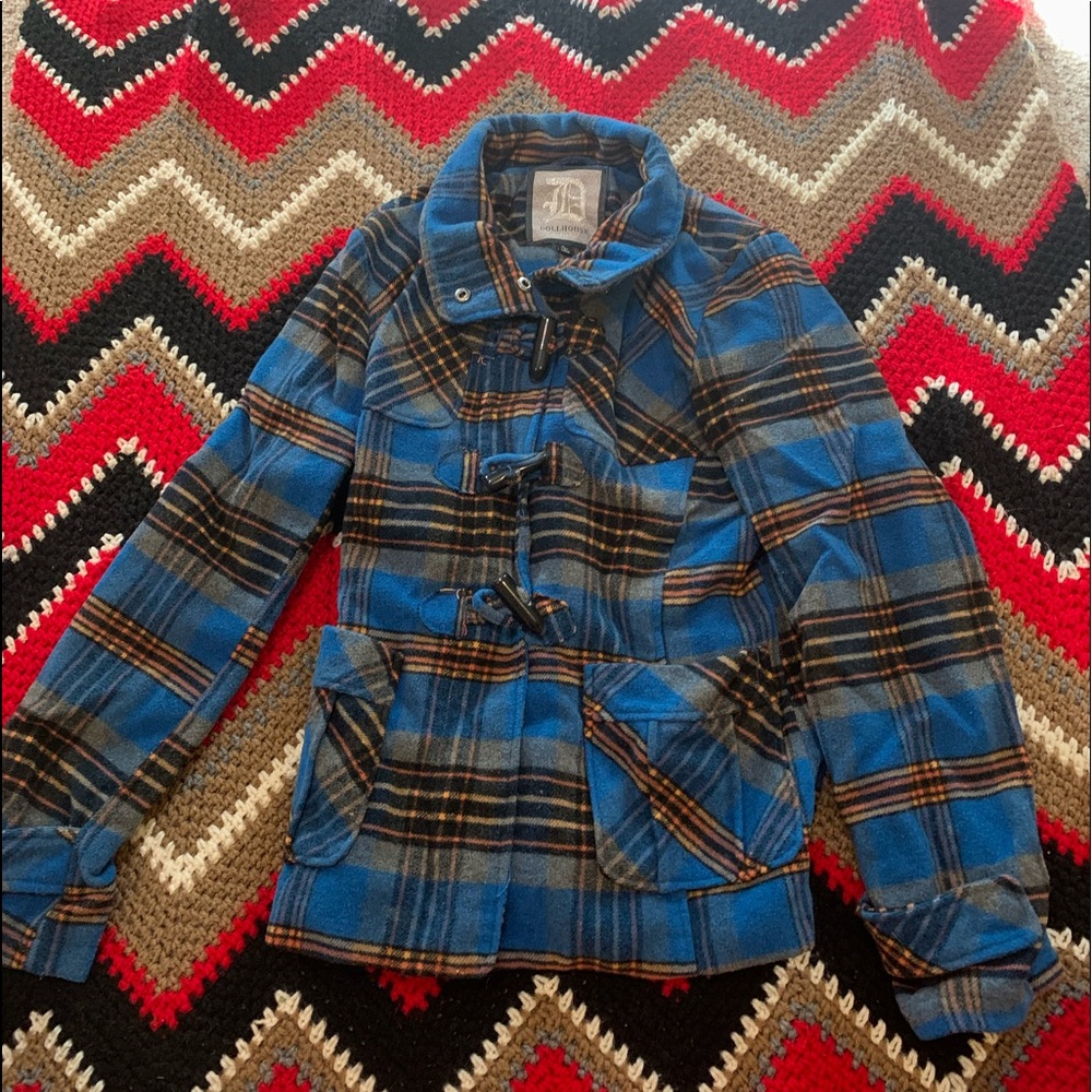 Like new “Doll House” blue plaid jacket